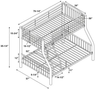 Powell Twin Over Full Pewter Bed