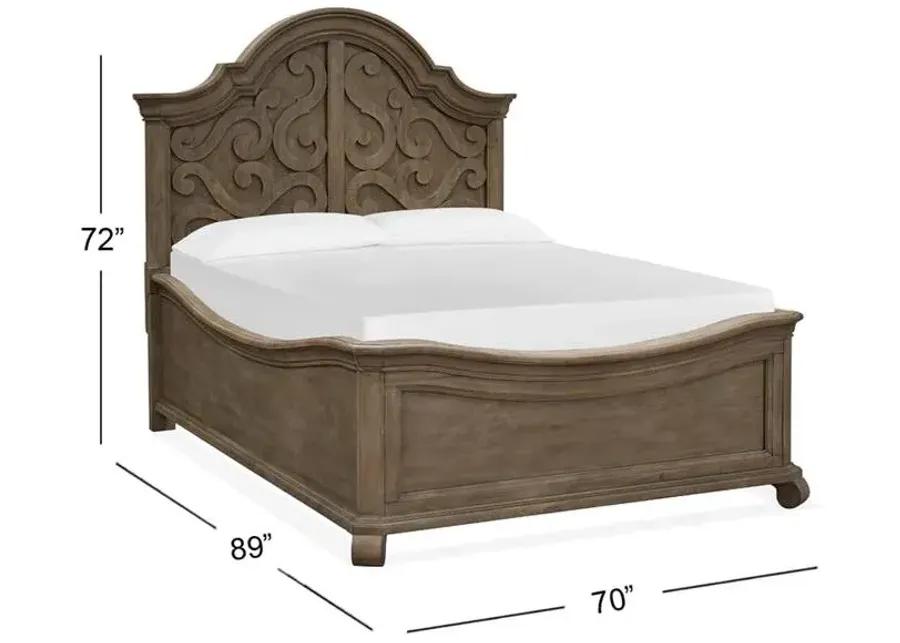 WOOD QUEEN PANEL BED SHAPED HEADBOARD - TINLEY PARK