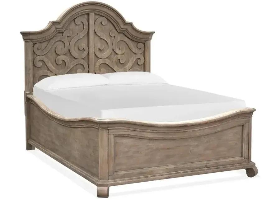 WOOD QUEEN PANEL BED SHAPED HEADBOARD - TINLEY PARK