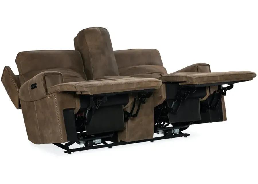 WHEELER POWER CONSOLE LEATHER LOVESEAT WITH POWER HEADREST