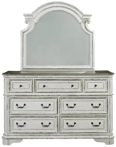 Liberty Furniture Complete California King Set Upholstered Sleigh Bed, Dresser, Mirror, Chest & Nightstand Magnolia Manor