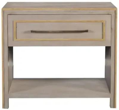 Noble Furniture Wilmont 1-Drawer Nightstand in Pewter with Gold Finish