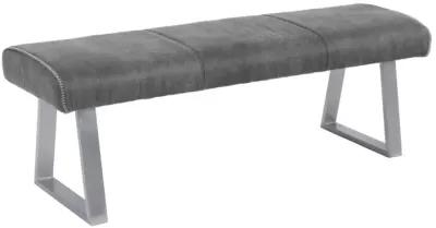 KALINDA GREY CONTEMPORARY DINING BENCH WITH HIGHLIGHT STITCHING