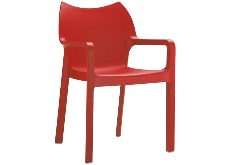 DIVA RESIN OUTDOOR DINING ARM CHAIR RED