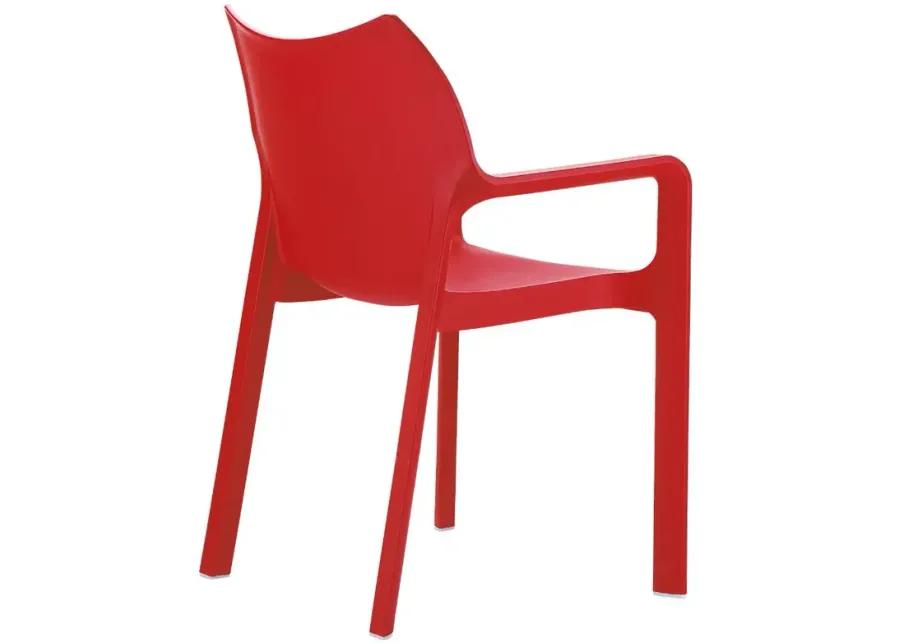 DIVA RESIN OUTDOOR DINING ARM CHAIR RED