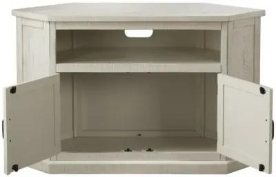 Martin Svensson Rustic Corner TV Stand in White