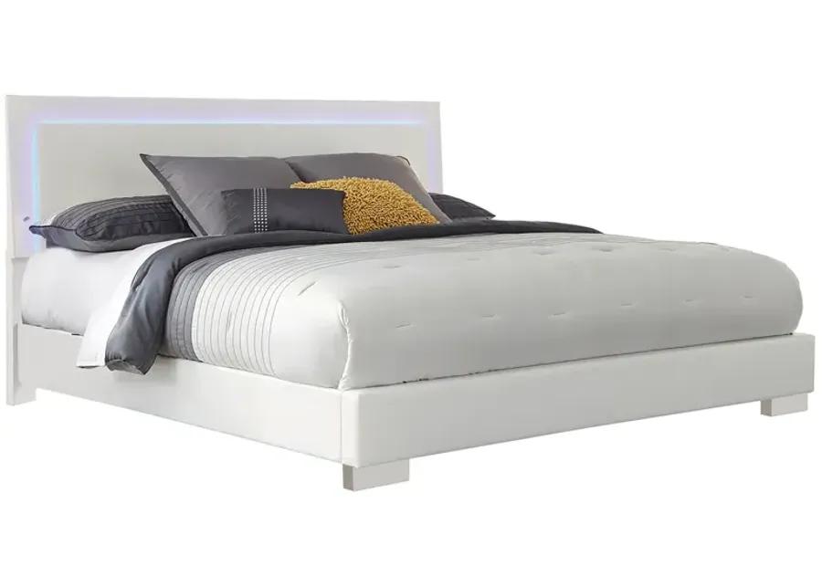 FELICITY LIGHTED EASTERN KING BED GLOSSY WHITE