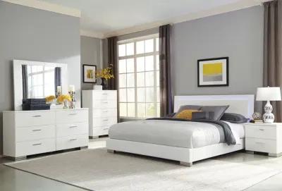 Coaster Felicity Wood King Led Panel Bed White High Gloss