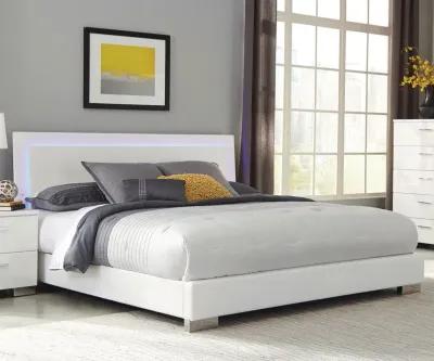 Coaster Felicity Wood King Led Panel Bed White High Gloss