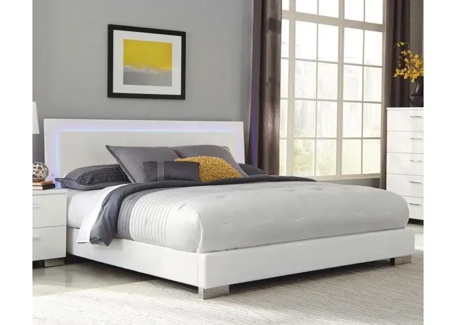 FELICITY LIGHTED EASTERN KING BED GLOSSY WHITE