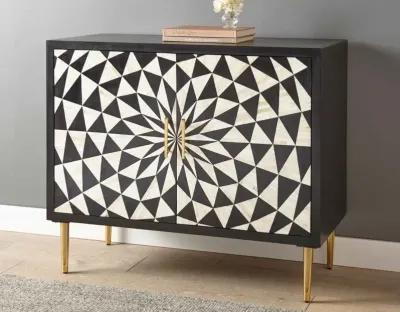 Steve Silver Benzara Black & White Accent Cabinet