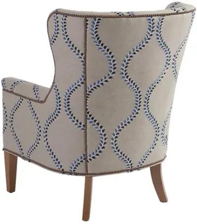 Upholstery Blue & Ivory Avery Wing Chair - Barclay Butera Upholstery