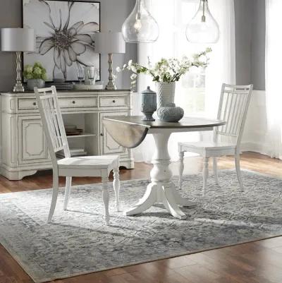 Liberty Furniture Magnolia Manor 3-Piece Antique White/Weathered Bark Drop Leaf Dining Table Set