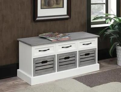 Alma 3-Drawer Storage Bench White & Weathered Grey