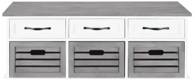 Alma 3-Drawer Storage Bench White & Weathered Grey