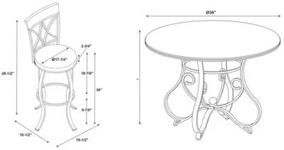 Powell Hamilton 3-Piece Swivel Bar Stools & Table Set