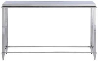 Chintaly Contemporary Sofa Table with Glass Top & Gray Trim