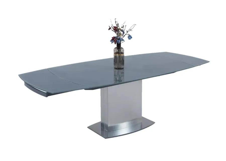 MAVIS CONTEMPORARY EXTENDABLE GRAY GLASS DINING TABLE