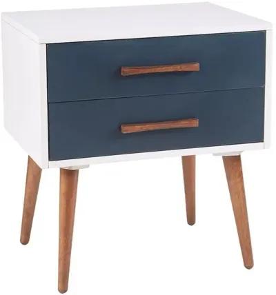 Olliix Ink+Ivy Off-White/Navy Jeremy Storage Nightstand