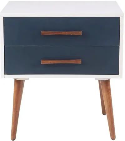 Olliix Ink+Ivy Off-White/Navy Jeremy Storage Nightstand