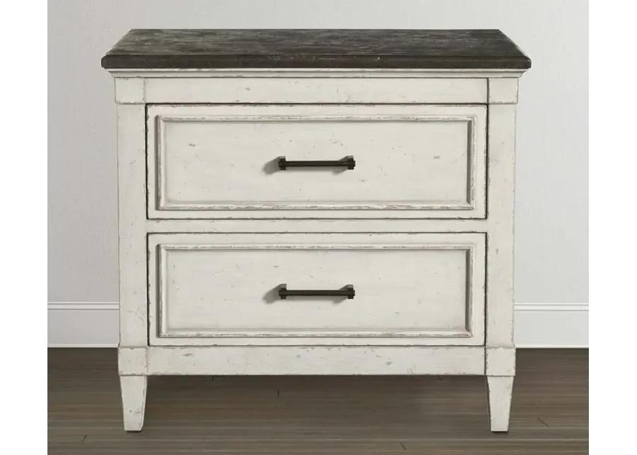 BELLA AGED WHITESTONE STONE TOP NIGHTSTAND