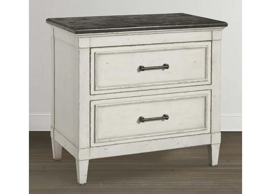 BELLA AGED WHITESTONE STONE TOP NIGHTSTAND