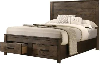 Coaster Woodmont Wood Queen Storage Panel Bed Rustic Golden Brown