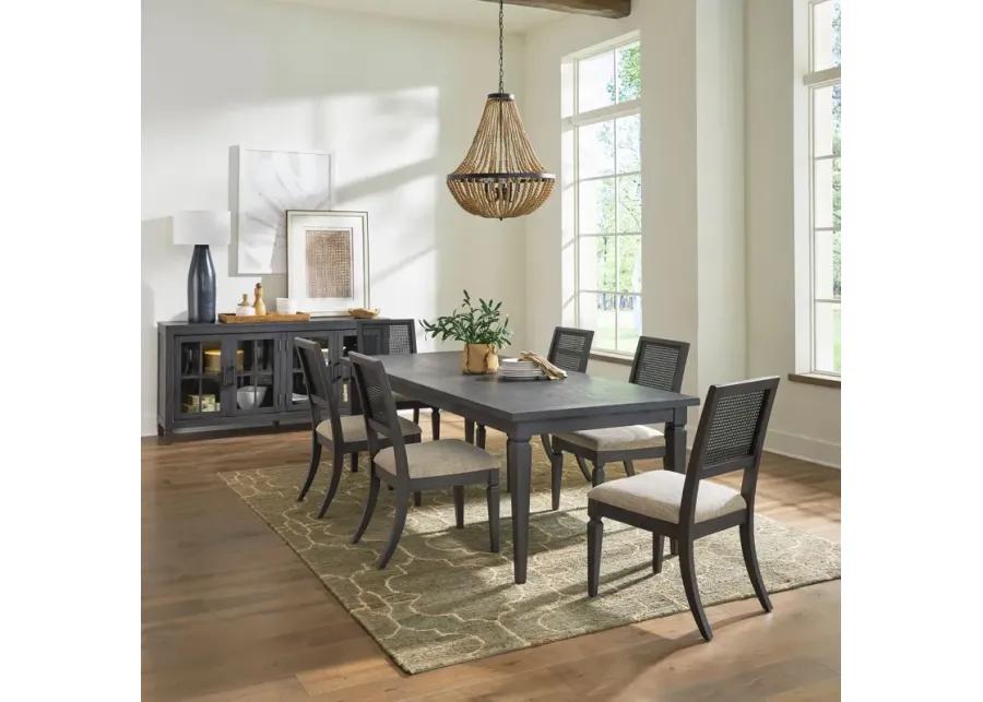 7-PIECE RECTANGULAR DINING TABLE SET WITH PANEL BACK CHAIRS - CARUSO HEIGHTS