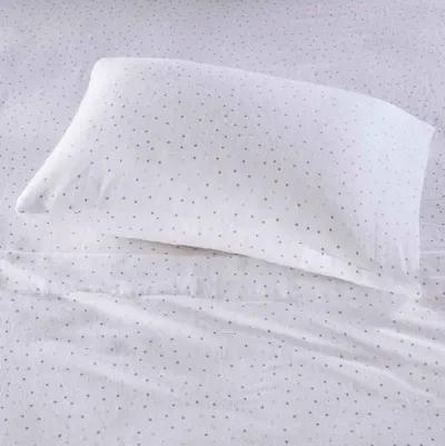 Olliix Intelligent Design Twin Grey/Pink Dots Cozy Soft Cotton Novelty Print Flannel Sheet Set