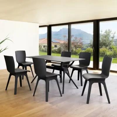 Compamia 7-Piece Black Mio Modern Outdoor Dining Set Black with 55 Inch Air Table