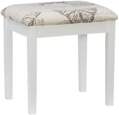 Linon White Butterfly Vanity & Stool