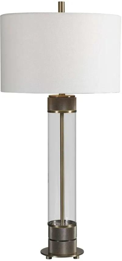 Uttermost Anmer Clear Glass/Antique Brass Industrial Table Lamp