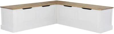 Linon Tobin Backless Two-Tone Breakfast Nook Natural & White