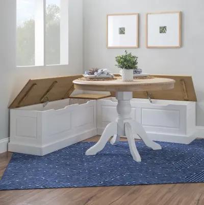 Linon Tobin Backless Two-Tone Breakfast Nook Natural & White