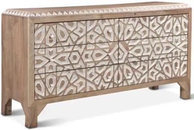 Home Trends Design Tangiers Geometric Carved Dresser