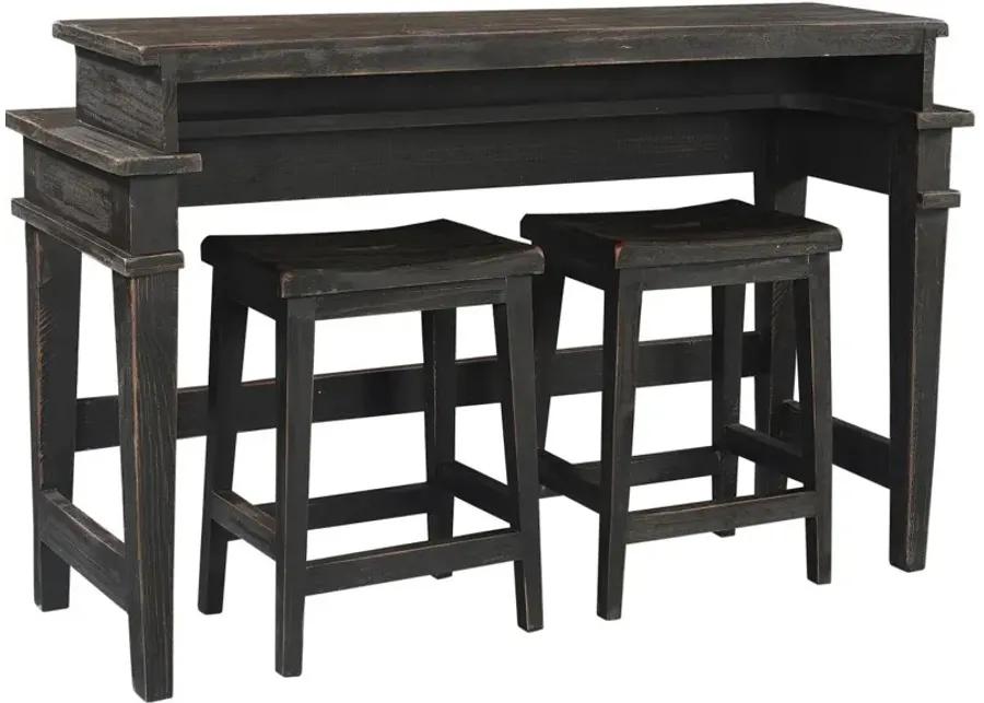 REEDS FARM 3-PIECE WEATHERED BLACK BAR STOOLS & TABLE SET