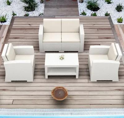 Compamia Monaco Rectangle Patio Coffee Table White