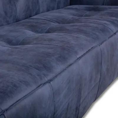 GROSVENOR ANTIQUE BLUE ITALIAN LEATHER SOFA