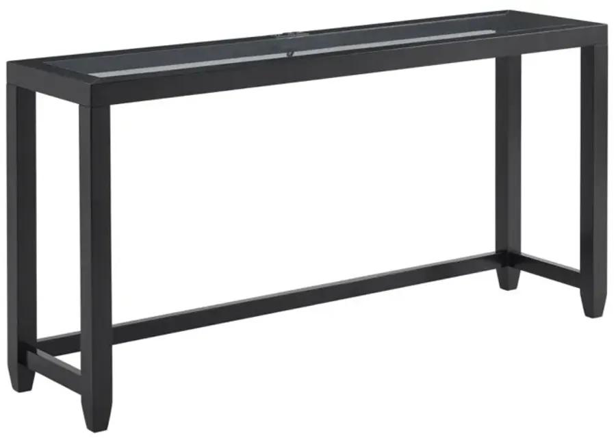 CORDERO 72 INCH GLASS TOP CONSOLE BAR TABLE & STOOL SET IN BLACK