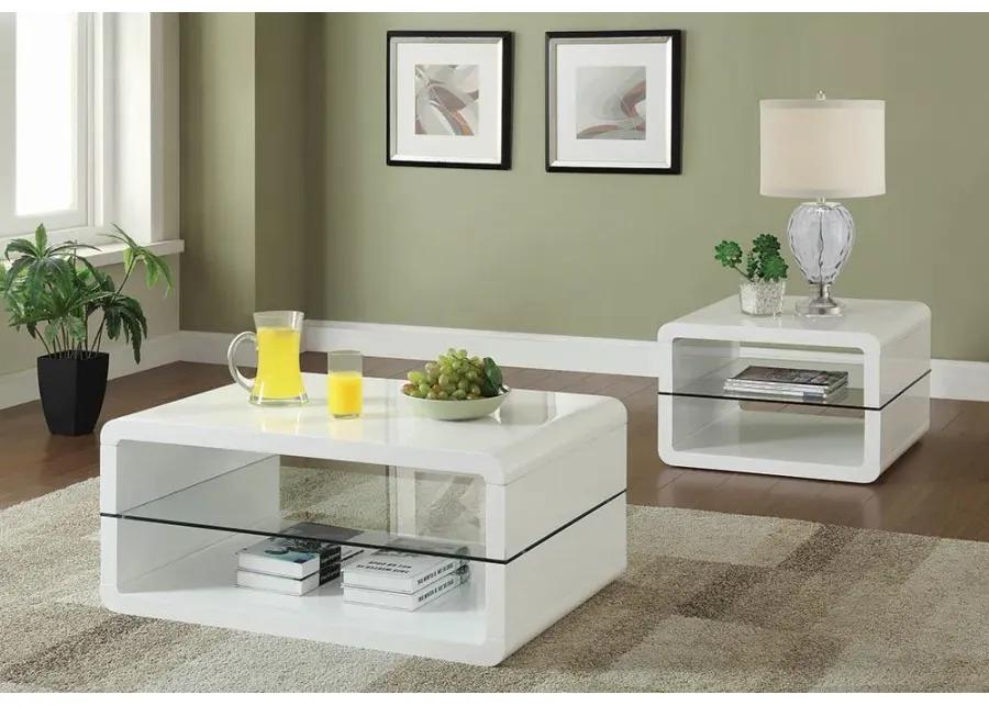 END TABLE GLOSSY WHITE