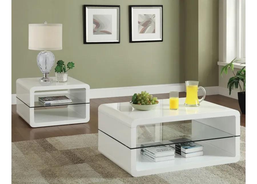 END TABLE GLOSSY WHITE