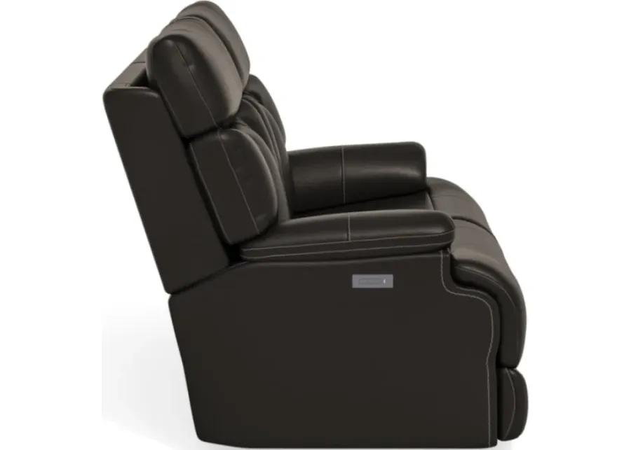 CLIVE BLACK POWER RECLINING LOVESEAT WITH POWER HEADRESTS AND LUMBAR