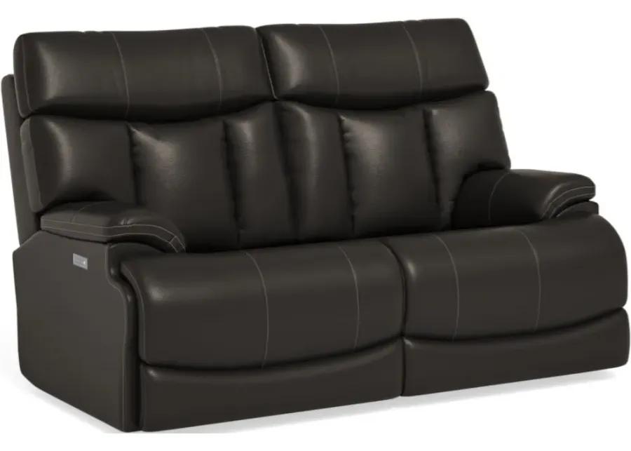 CLIVE BLACK POWER RECLINING LOVESEAT WITH POWER HEADRESTS AND LUMBAR