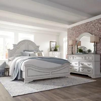 Complete Queen Bedroom Set - Panel Bed, Dresser, Mirror & Chest - Magnolia Manor