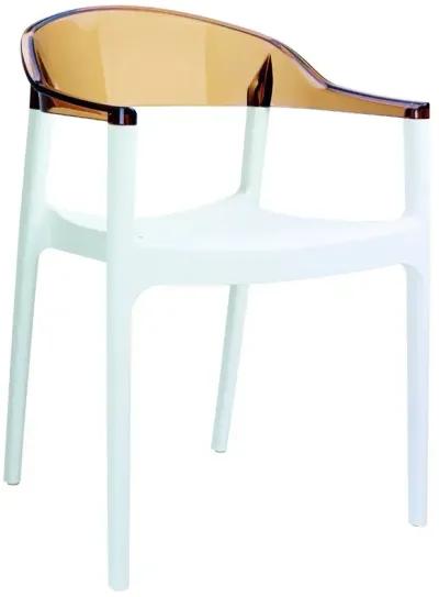 CARMEN MODERN DINING CHAIR WHITE SEAT TRANSPARENT AMBER BACK