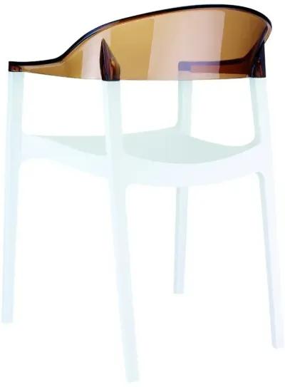 CARMEN MODERN DINING CHAIR WHITE SEAT TRANSPARENT AMBER BACK