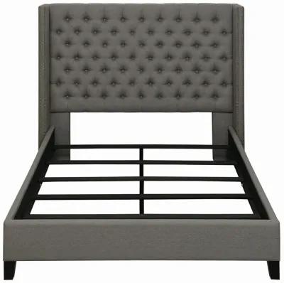 Coaster Bancroft Upholstered Full Wingback Bed Grey