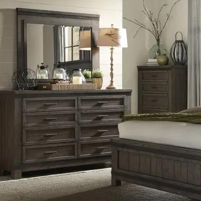 Liberty Furniture Complete King Bedroom Set Two-Sided Storage Bed, Dresser, Mirror & Chest Thornwood Hills