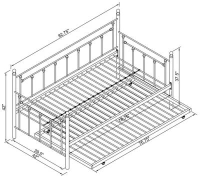 Nocus Metal Twin Daybed With Trundle White