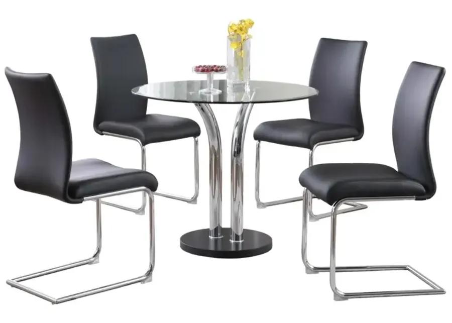 BLACK DINING SET WITH GLASS TOP BISTRO TABLE & 4 CANTILEVER SIDE CHAIRS